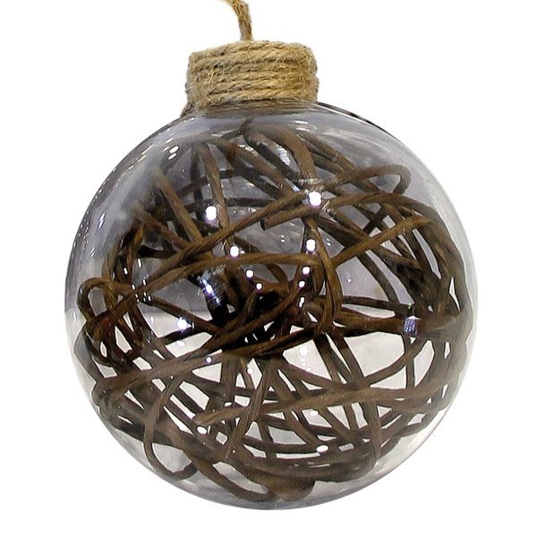 Χριστουγεννιάτικη Μπάλα Διάφανη, με Κλαδάκια στο Εσωτερικό (10cm)